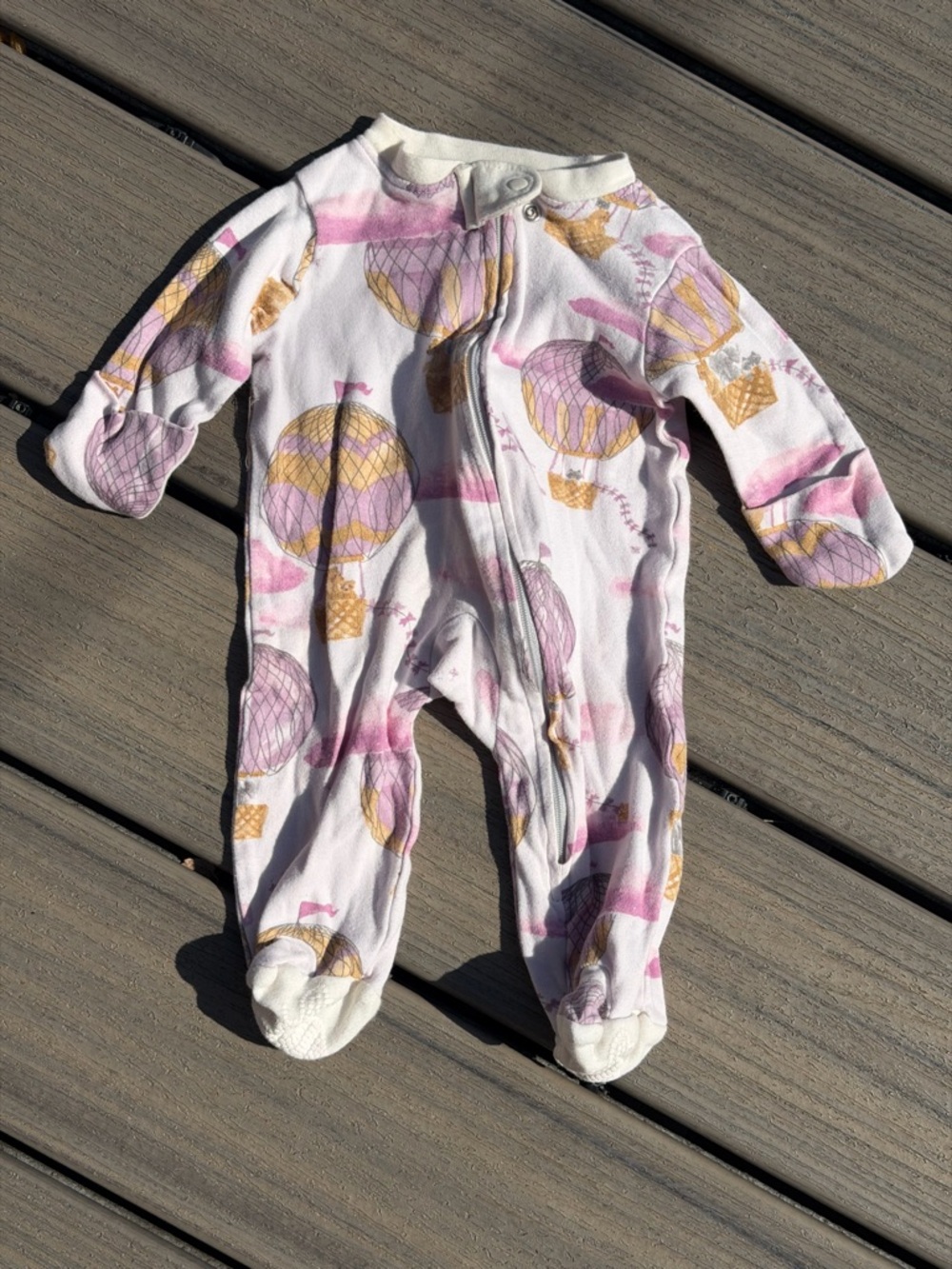 Burt’s Bees Hot Air Balloon Print Baby One-Piece Footed Pajamas